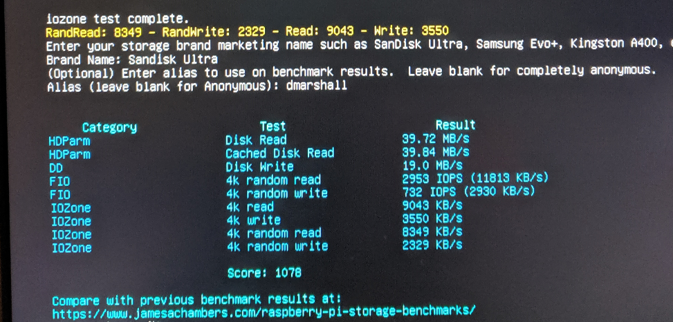 Sandisk Ultra SD benchmark